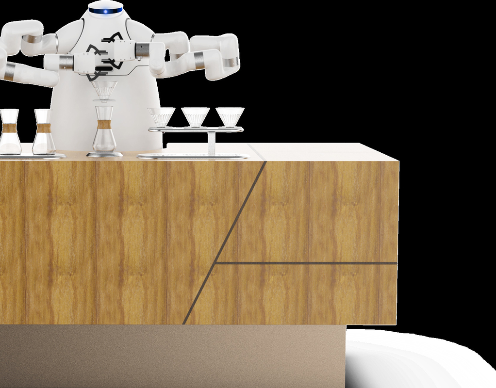 Robot Kol Kahve Makinesi Makinesi RJ45 HDMI Arayüzü Artisanal Cafe Latte Robot Kış Olimpiyatlarında