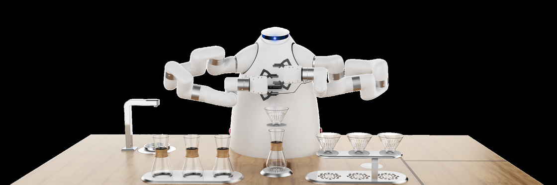 Robot Kol Kahve Makinesi Makinesi RJ45 HDMI Arayüzü Artisanal Cafe Latte Robot Kış Olimpiyatlarında